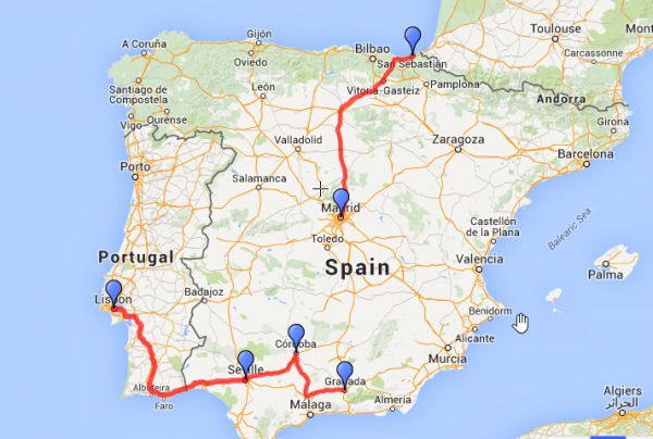 Spain bus route