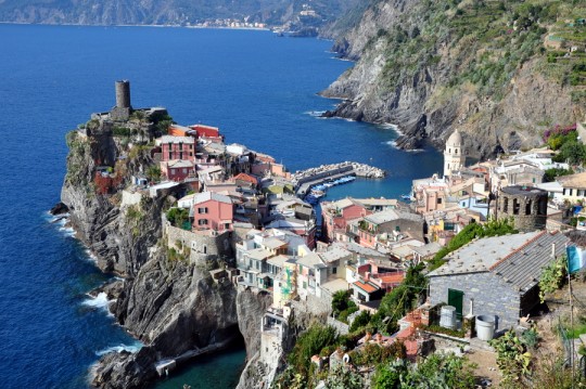 View of Vernazza Village from hiking Cinque Terre